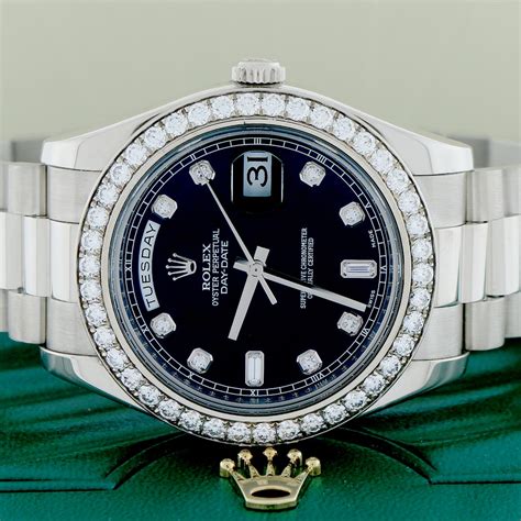 rolex day date president weissgold|18k presidential rolex diamond bezel.